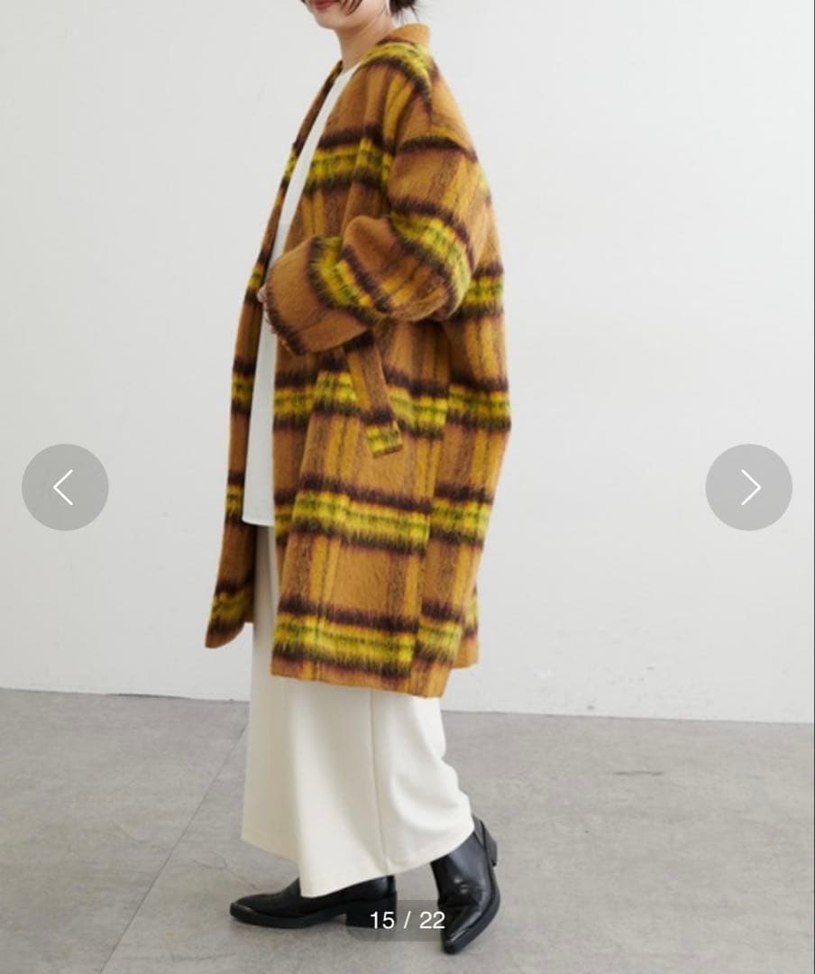 美品 BONbazaar ボンバザール シャギーチェックビッグコート