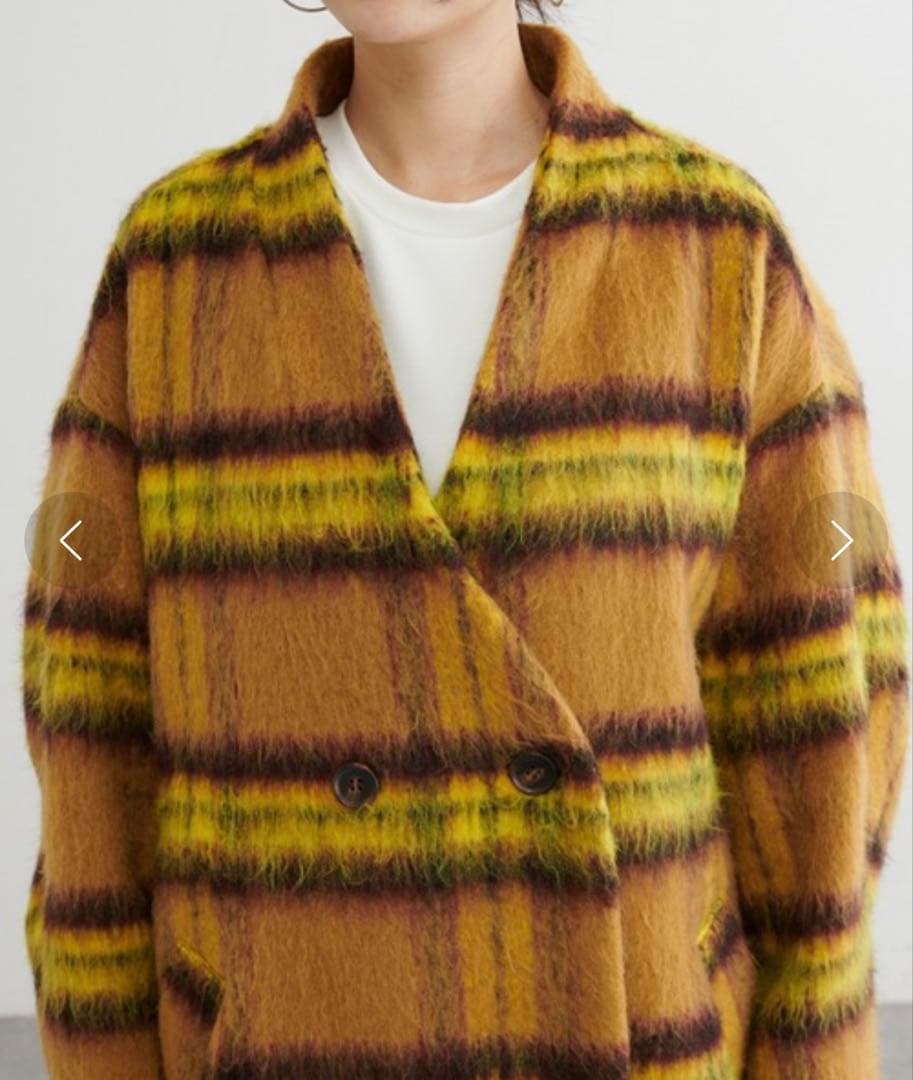 美品 BONbazaar ボンバザール シャギーチェックビッグコート