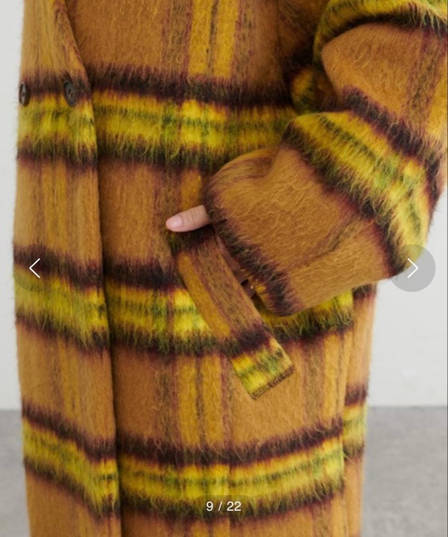 美品 BONbazaar ボンバザール シャギーチェックビッグコート