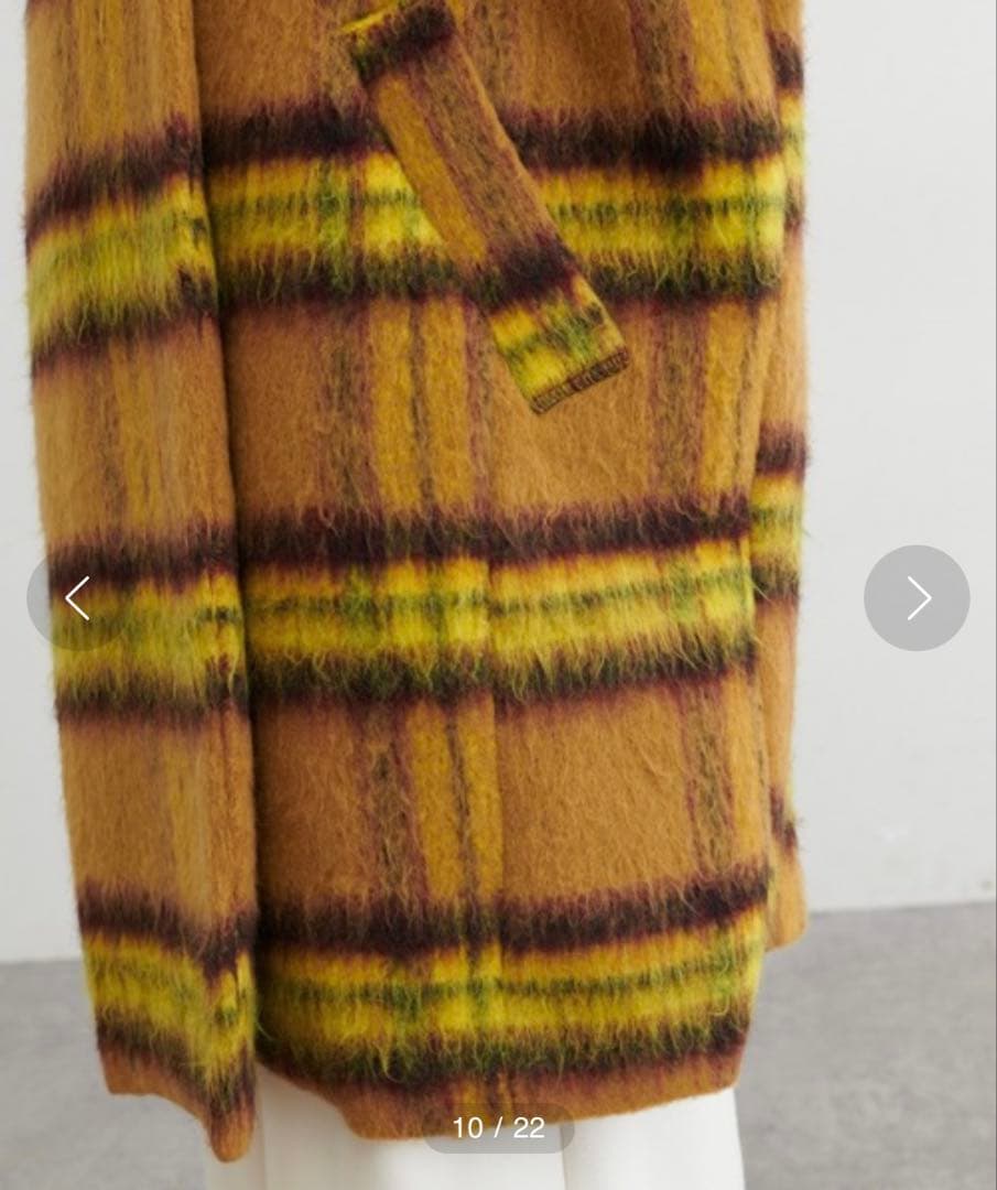 美品 BONbazaar ボンバザール シャギーチェックビッグコート