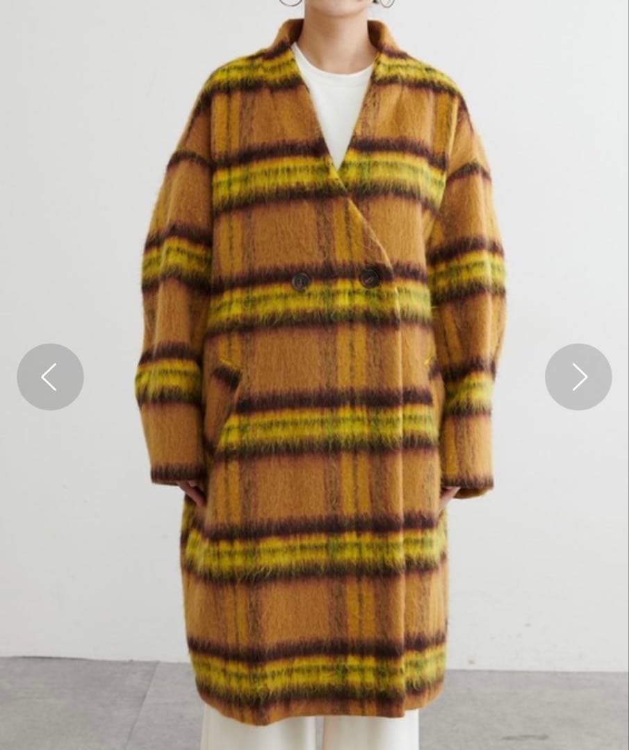 美品 BONbazaar ボンバザール シャギーチェックビッグコート