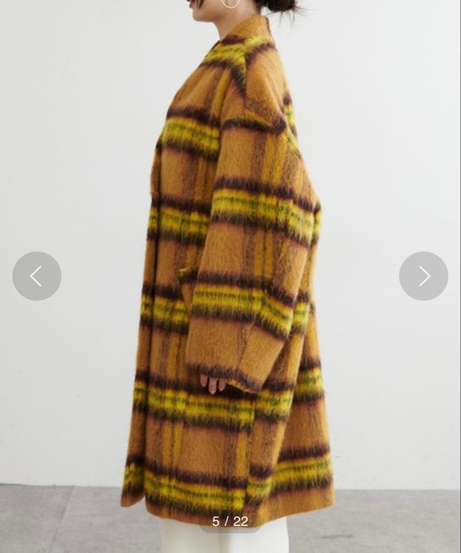 美品 BONbazaar ボンバザール シャギーチェックビッグコート