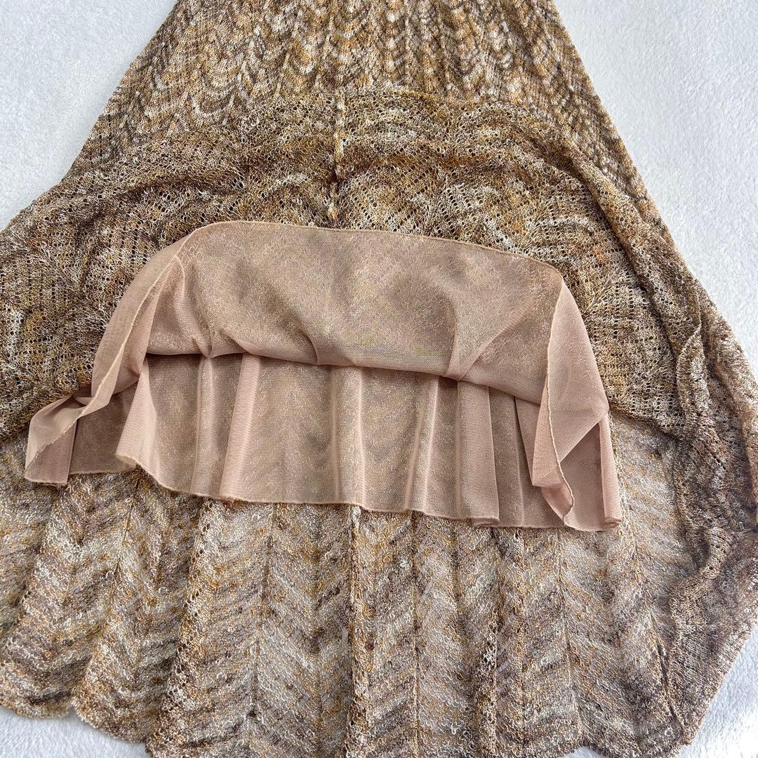 美品✨着丈106✨エポカ　ラメ　ゴールド　 フレア　ニットワンピース　40