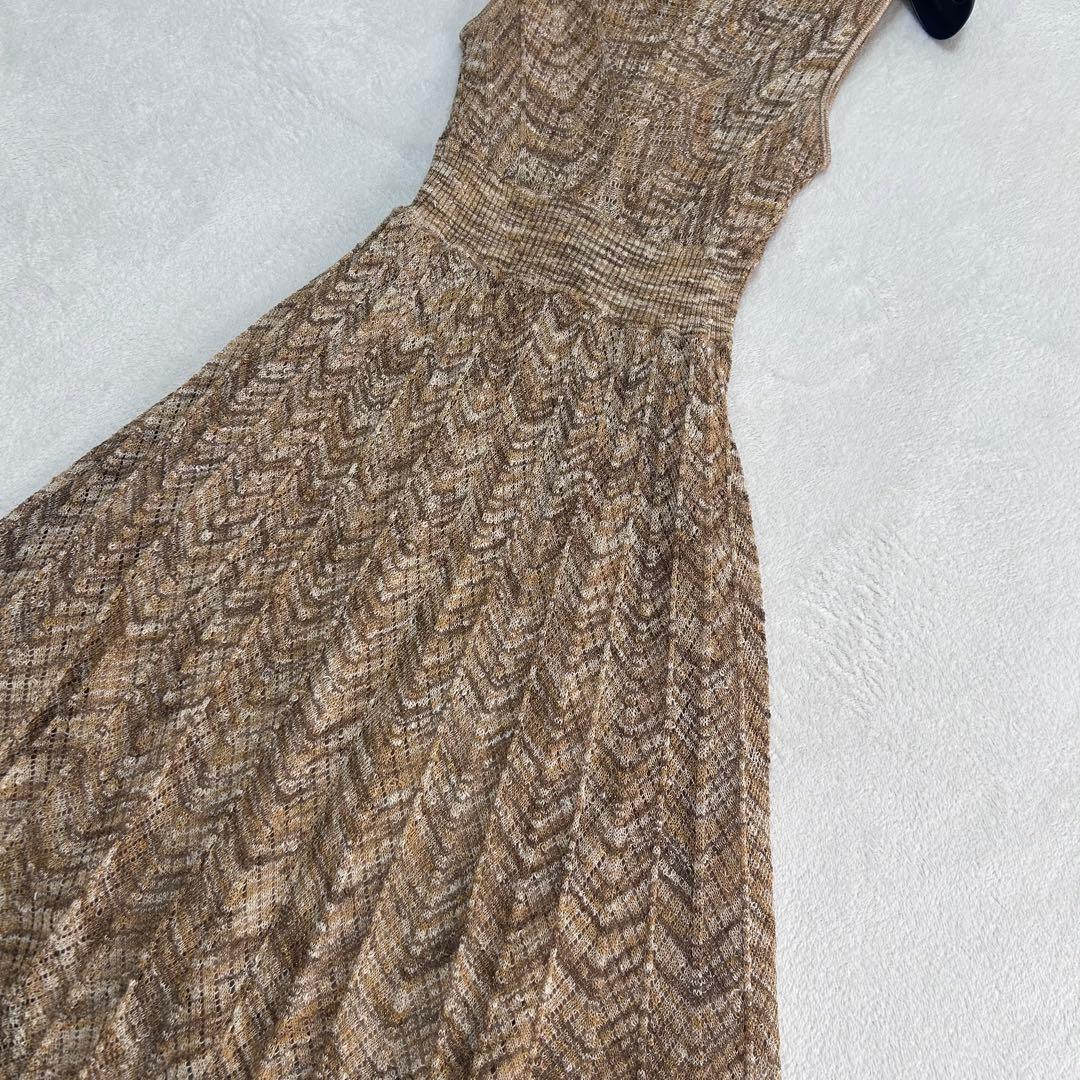 美品✨着丈106✨エポカ　ラメ　ゴールド　 フレア　ニットワンピース　40