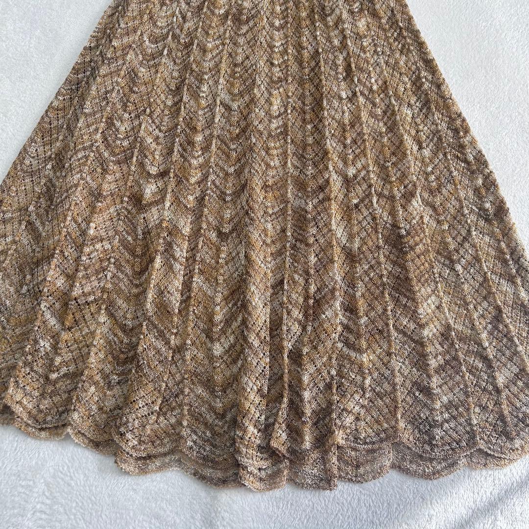 美品✨着丈106✨エポカ　ラメ　ゴールド　 フレア　ニットワンピース　40