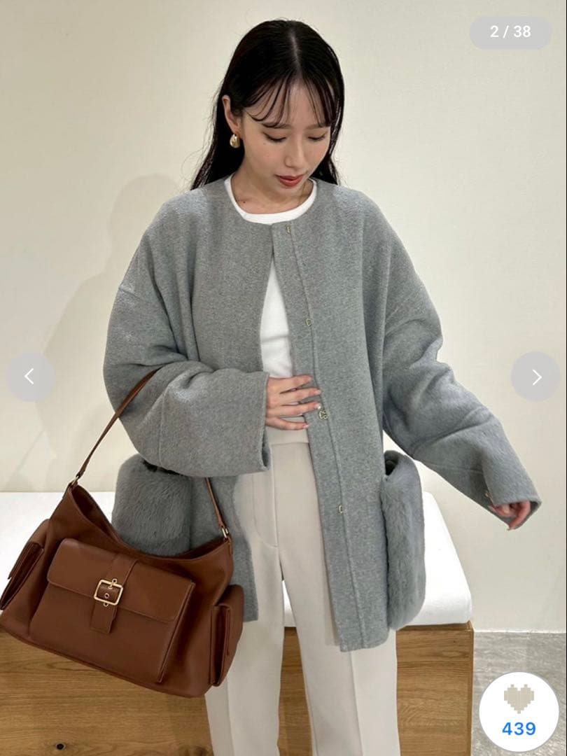 ミラオーウェン　2wayファーポケットリバーコート