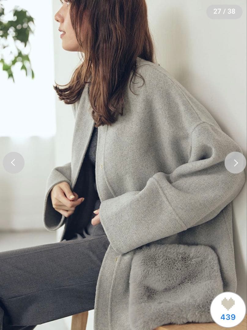 ミラオーウェン　2wayファーポケットリバーコート