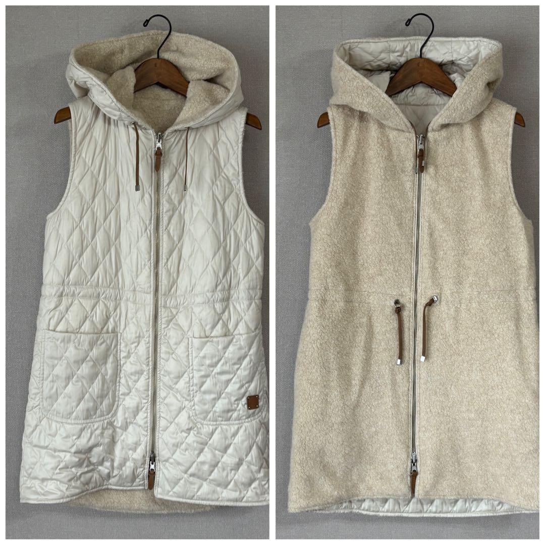 モラビト リバーシブル キルティング ボア ロング ベスト 38