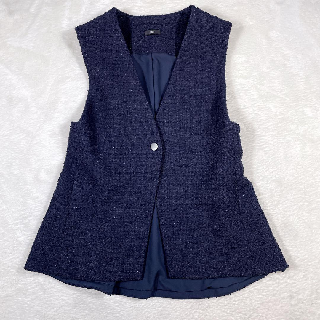 PLST 2025年 ツイードペプラムジレ ベスト ツイード S 完売 人気