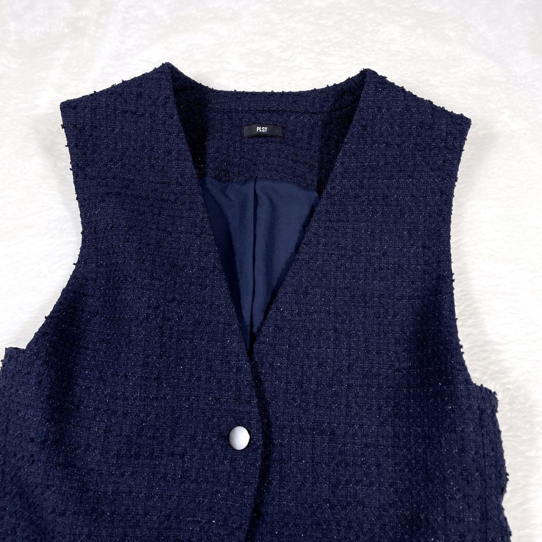PLST 2025年 ツイードペプラムジレ ベスト ツイード S 完売 人気