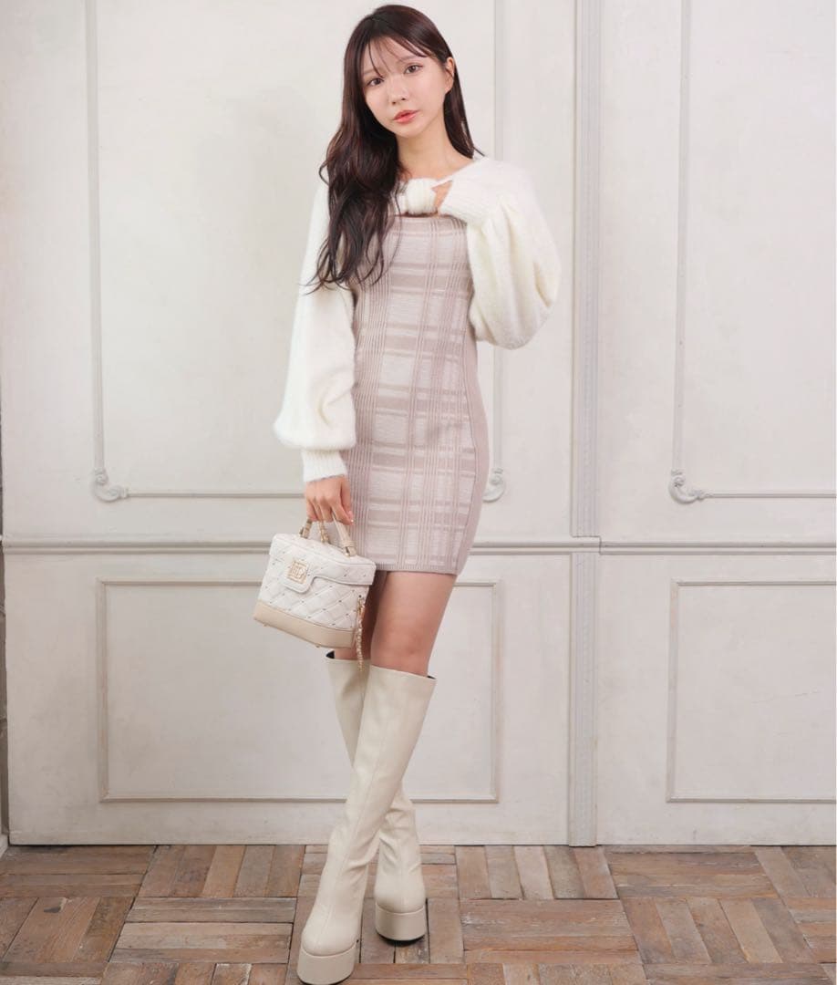 チェック柄タイトワンピース