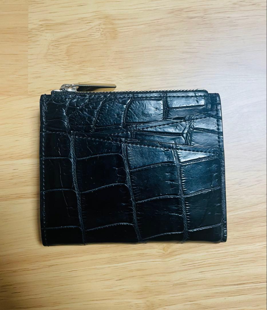 三つ折財布 クロコダイル型押し革 バーニーズニューヨーク