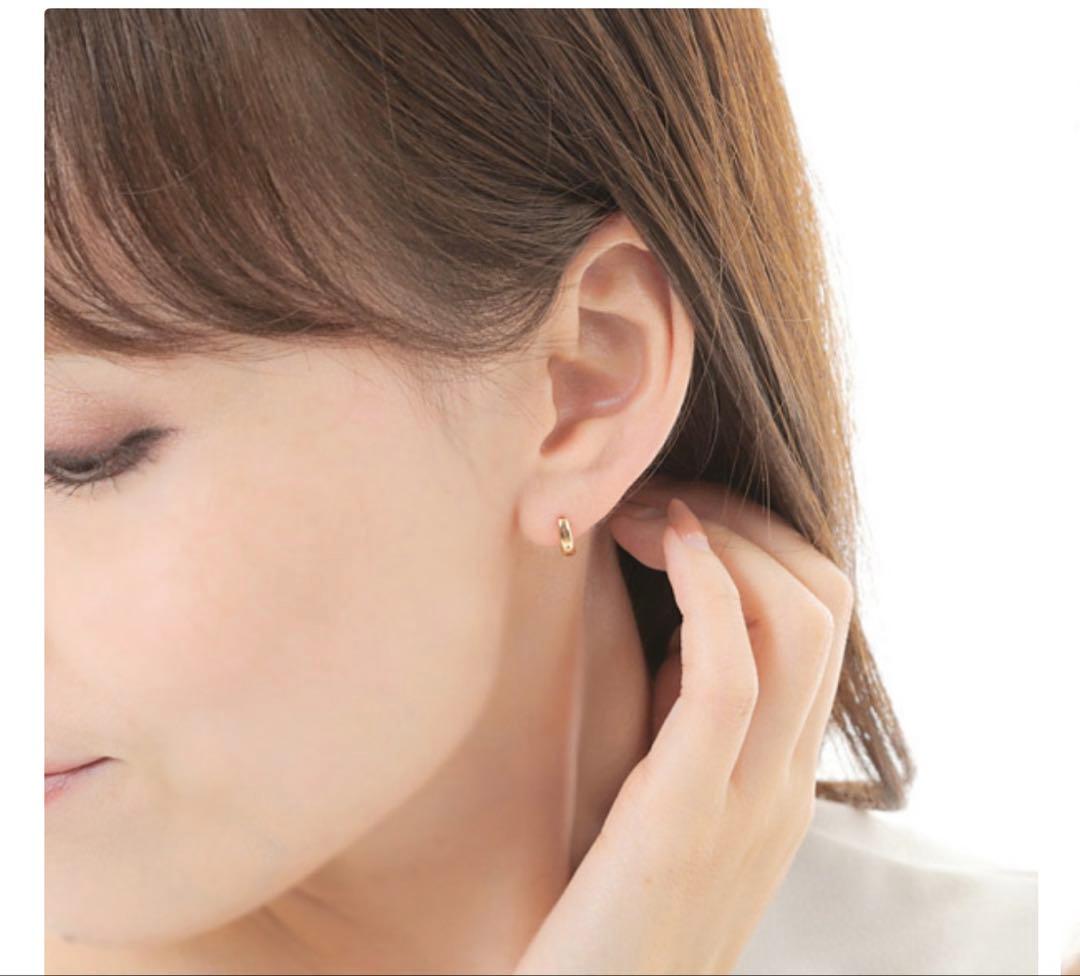 K18 フープピアス 18金 イエローゴールド 直径10mm×3mm ♡