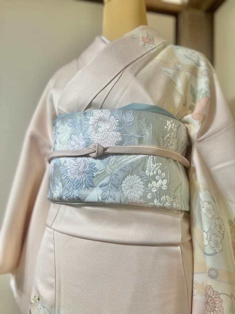 訪問着　フルセット　4点　卒業式　入学式　結婚式　帯　帯揚げ　帯締め　淡色