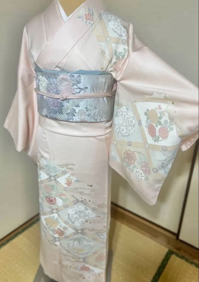 訪問着　フルセット　4点　卒業式　入学式　結婚式　帯　帯揚げ　帯締め　淡色