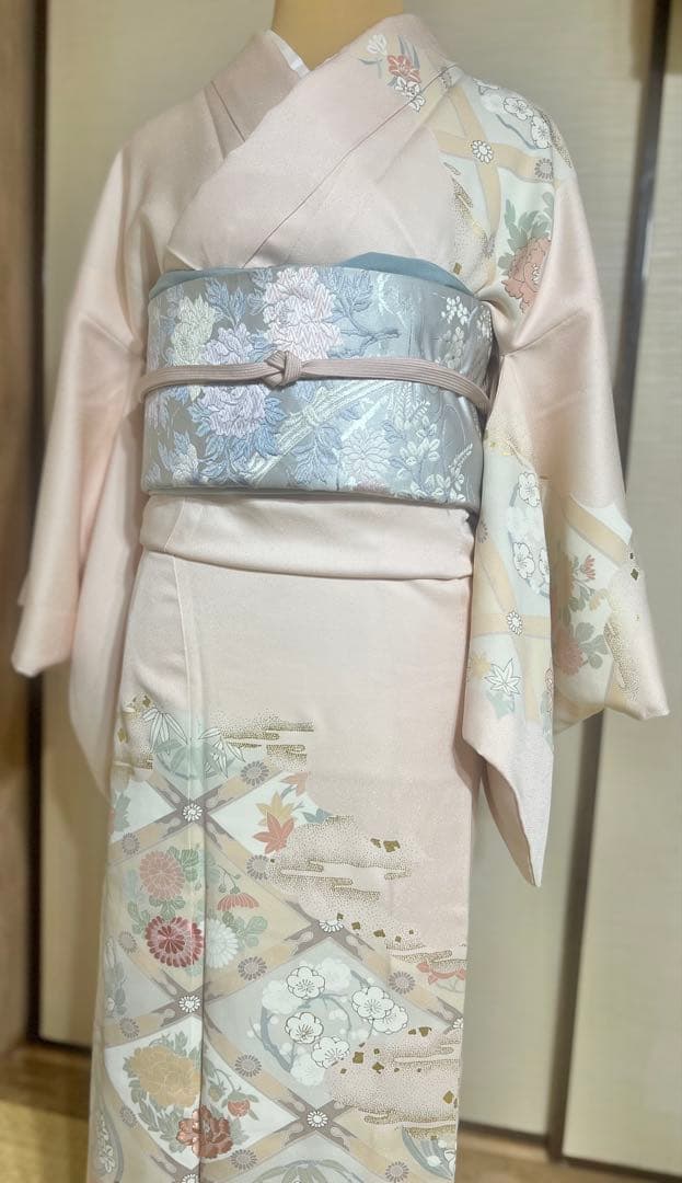 訪問着　フルセット　4点　卒業式　入学式　結婚式　帯　帯揚げ　帯締め　淡色