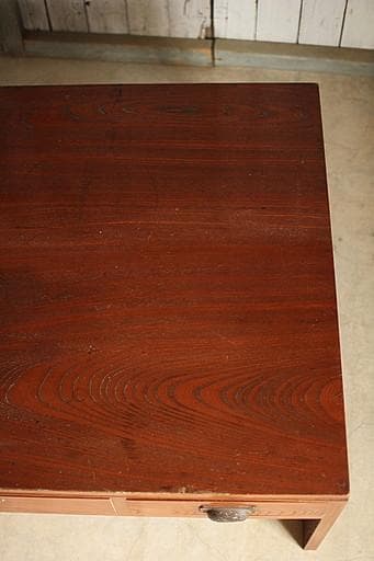 古い大きな木製の机　引き出し3杯　テーブル