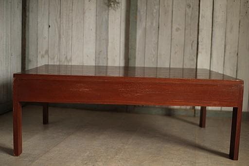 古い大きな木製の机　引き出し3杯　テーブル