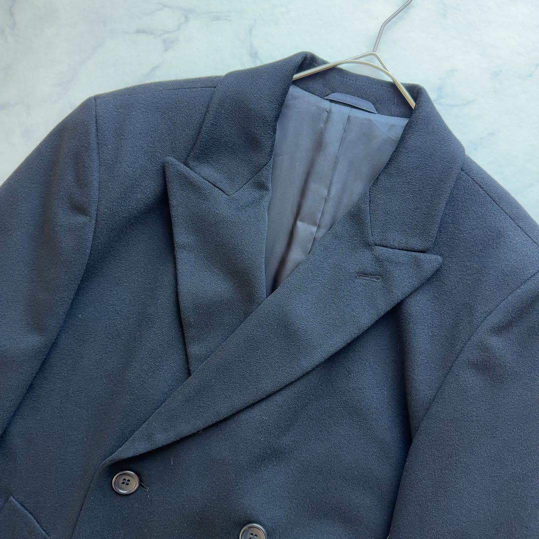 【HUGO BOSS × Loro Piana】ダブルブレストロングコート 黒