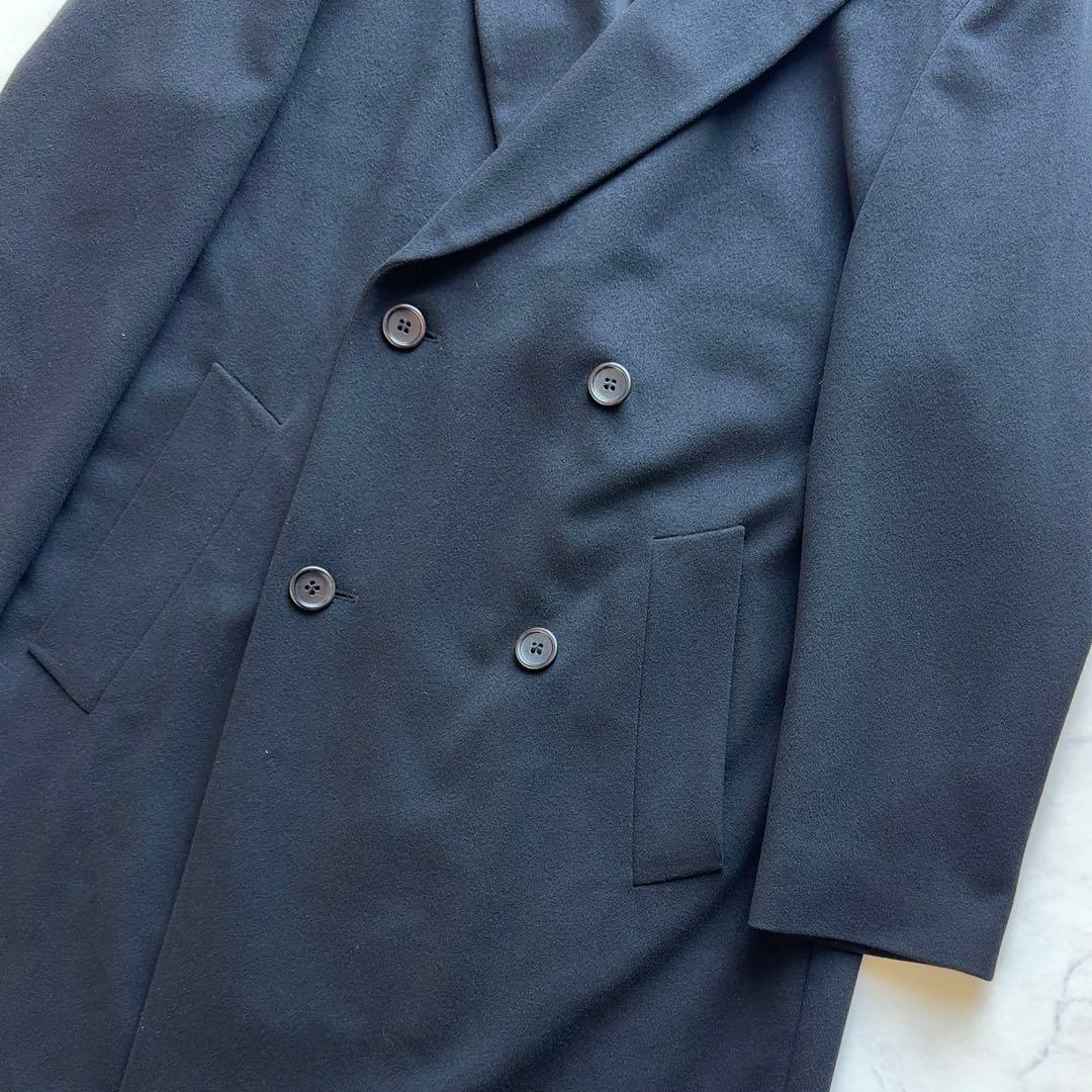 【HUGO BOSS × Loro Piana】ダブルブレストロングコート 黒