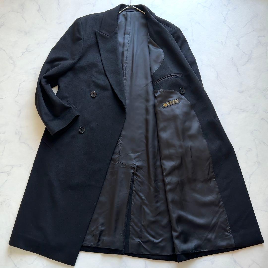 【HUGO BOSS × Loro Piana】ダブルブレストロングコート 黒