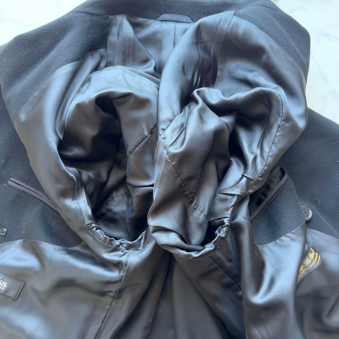 【HUGO BOSS × Loro Piana】ダブルブレストロングコート 黒