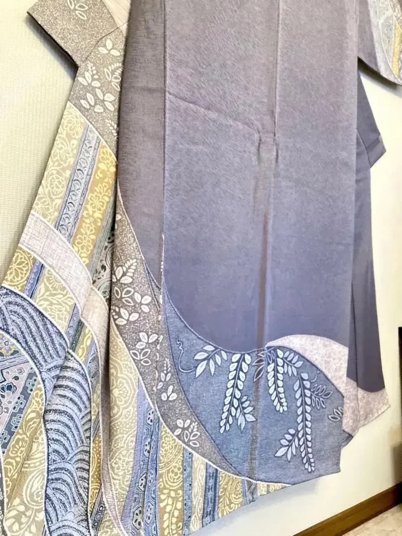 ご予約中 未使用美品 極上丹後ちりめん 正絹訪問着 秀逸更紗花間道 刺繍 ガード