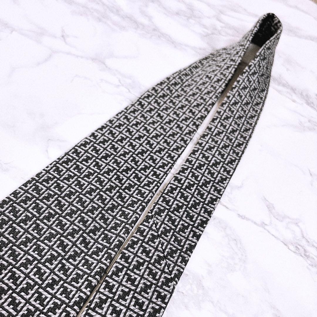 ✨極美品✨キレイ✨フェンディ　インパクトある全面ズッカ柄　シルバー　ネクタイ