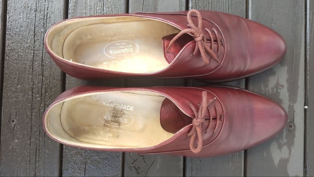 旧旧チャーチコレクター向け美品米旗艦店別注ハンドメイドプレーントゥ8バーガンディ