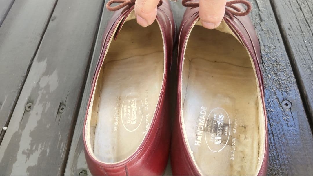 旧旧チャーチコレクター向け美品米旗艦店別注ハンドメイドプレーントゥ8バーガンディ