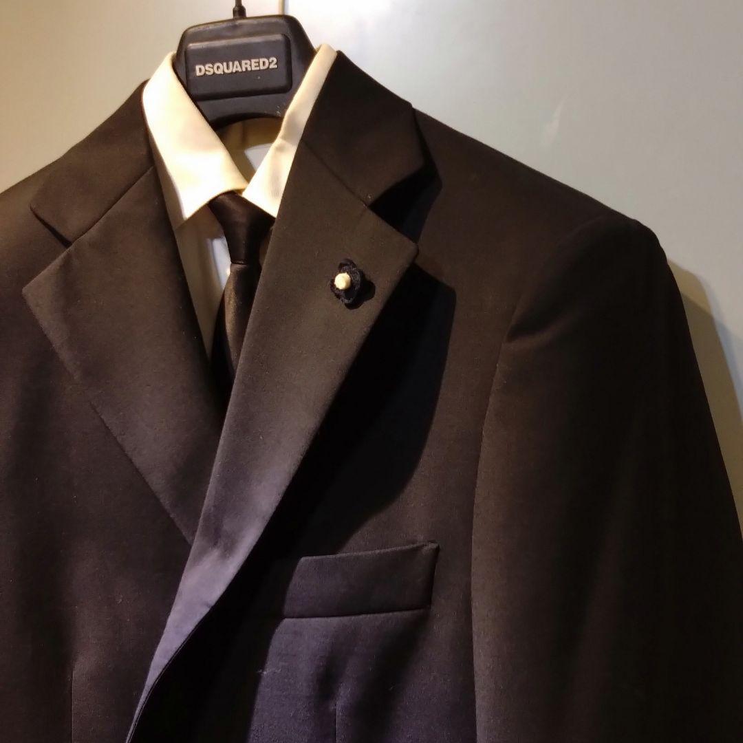 LARDINI ウールスーツ ブラック 46 ロロピアーナ Loro Piana