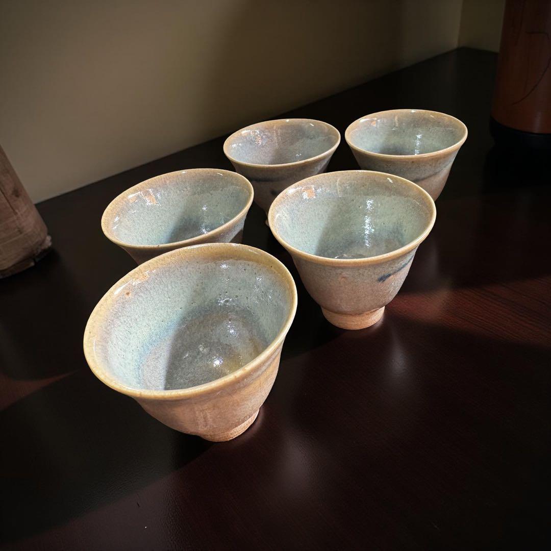 ⚫️ 間村自造 茶托（ちゃたく） 茶入れの蓋 煎茶器セット 備前焼