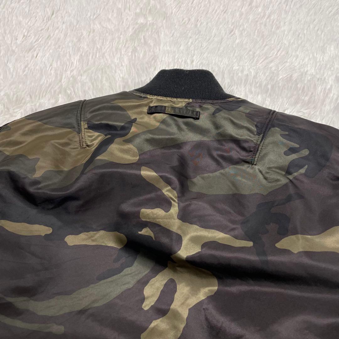 ALPHAアルファ　MA-1 フライトジャケット　迷彩　カーキ　リバーシブル　M