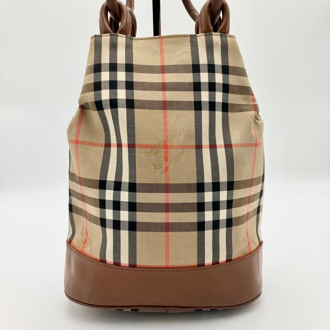 希少 バーバリー 月桂樹 ショルダーバッグ ノバチェック シャドーホース バケツ