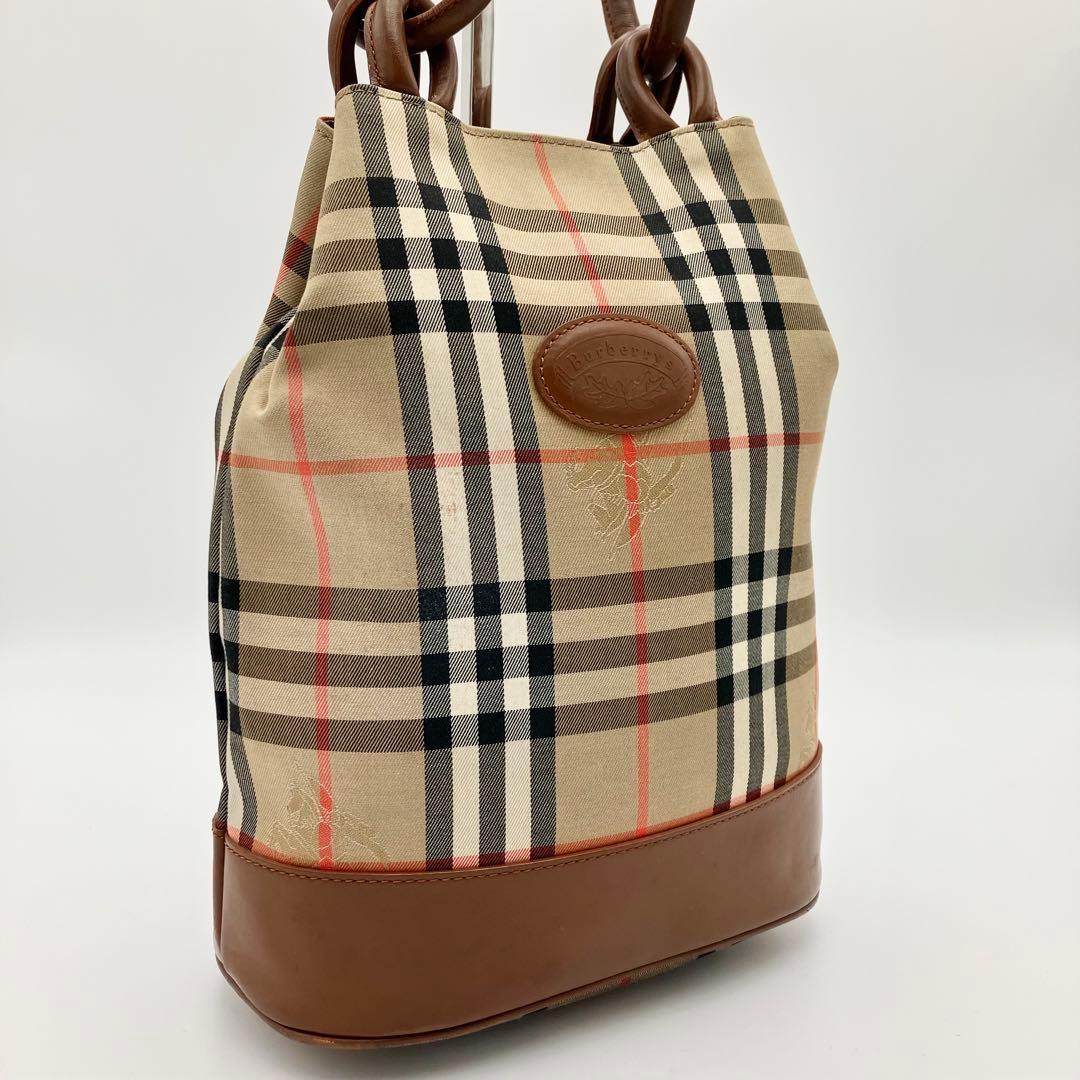 希少 バーバリー 月桂樹 ショルダーバッグ ノバチェック シャドーホース バケツ