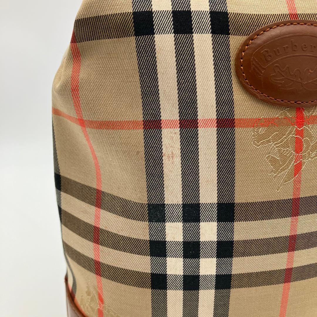 希少 バーバリー 月桂樹 ショルダーバッグ ノバチェック シャドーホース バケツ