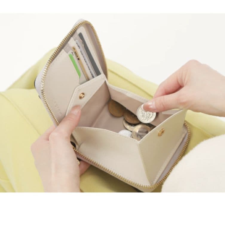 【ゆゆ】フォレストタイル ベージュ ミナペルホネン ギャルソン二つ折り財布
