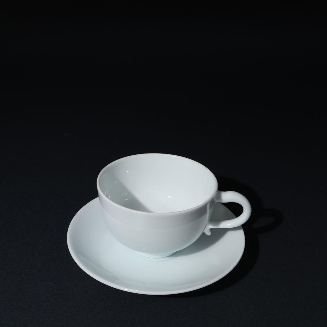 人間国宝　井上萬二　白磁紅茶碗５客　共箱　白無地　R1462ラ