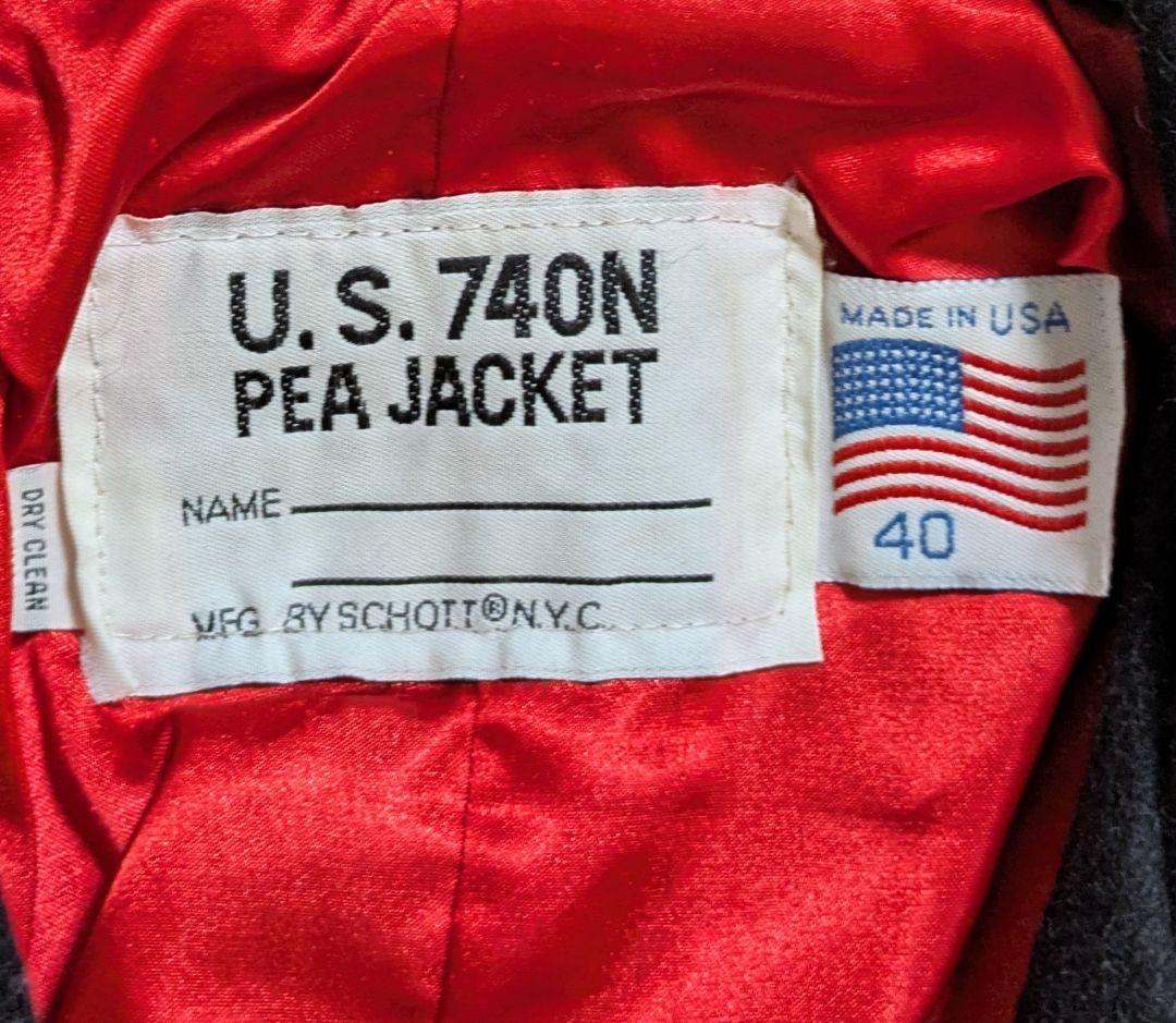 40 良品 Schott 740C2 Ｐコート タイト スリム レザーパイピング