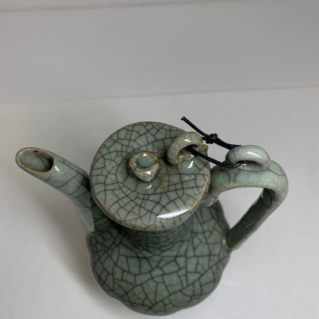 専用　中国古窯　哥窯青磁　ヒビ焼　水注　東さ7-0330①