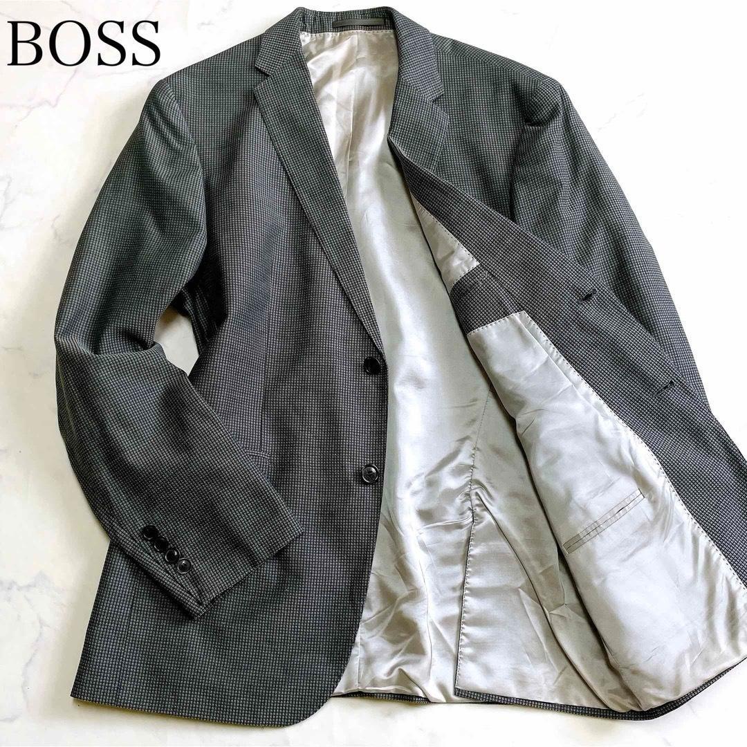 美品/XL◎ヒューゴボス テーラードジャケット マイクロ千鳥 50 トルコ製