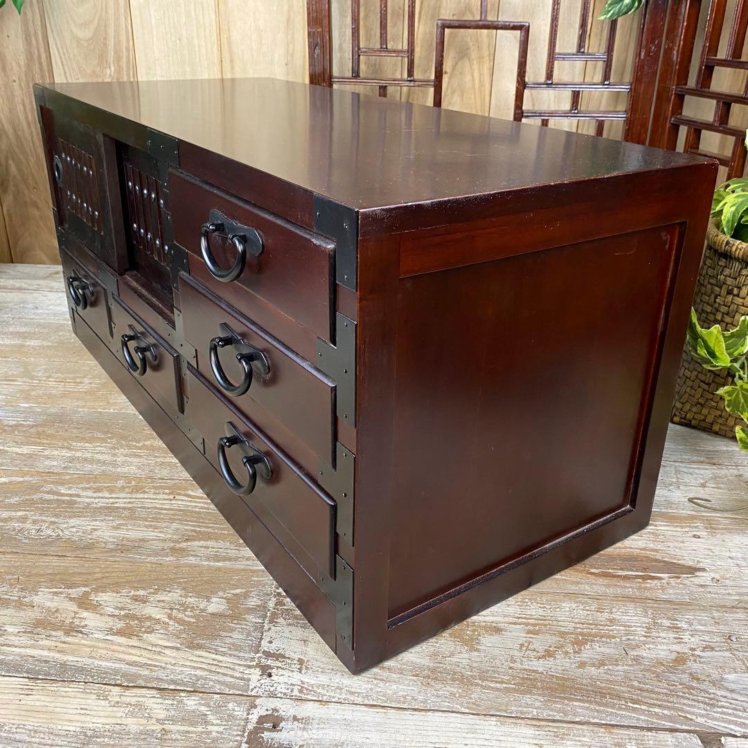 ラスト一台！民芸家具桐材天然無垢和引き戸付きチェストテレビ台飾り棚収納和箪笥木製