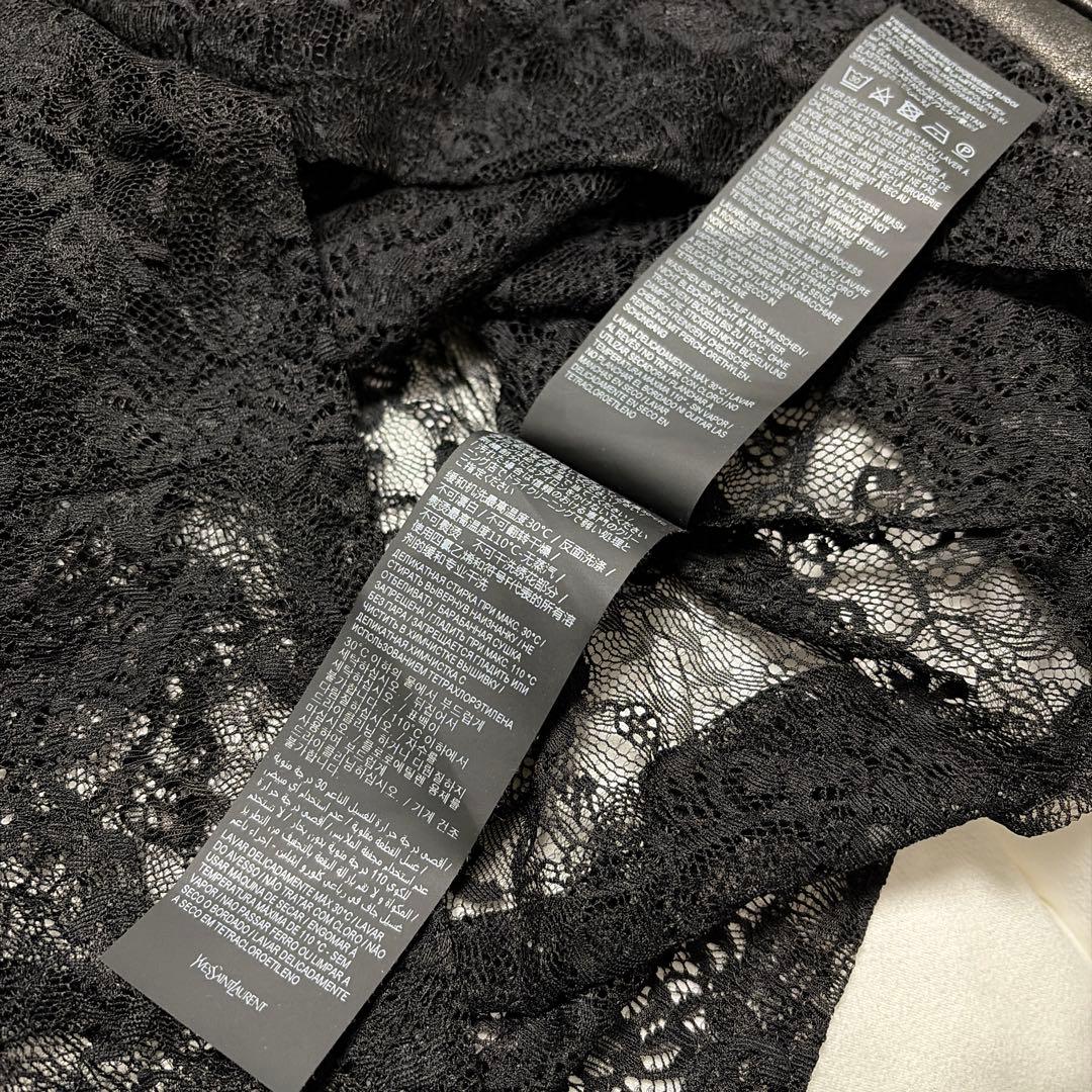 サンローランパリ レースレイヤードシースルーカットソー L