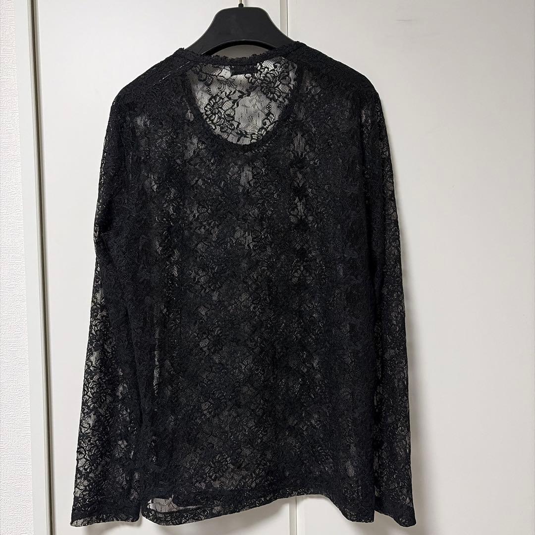 サンローランパリ レースレイヤードシースルーカットソー L