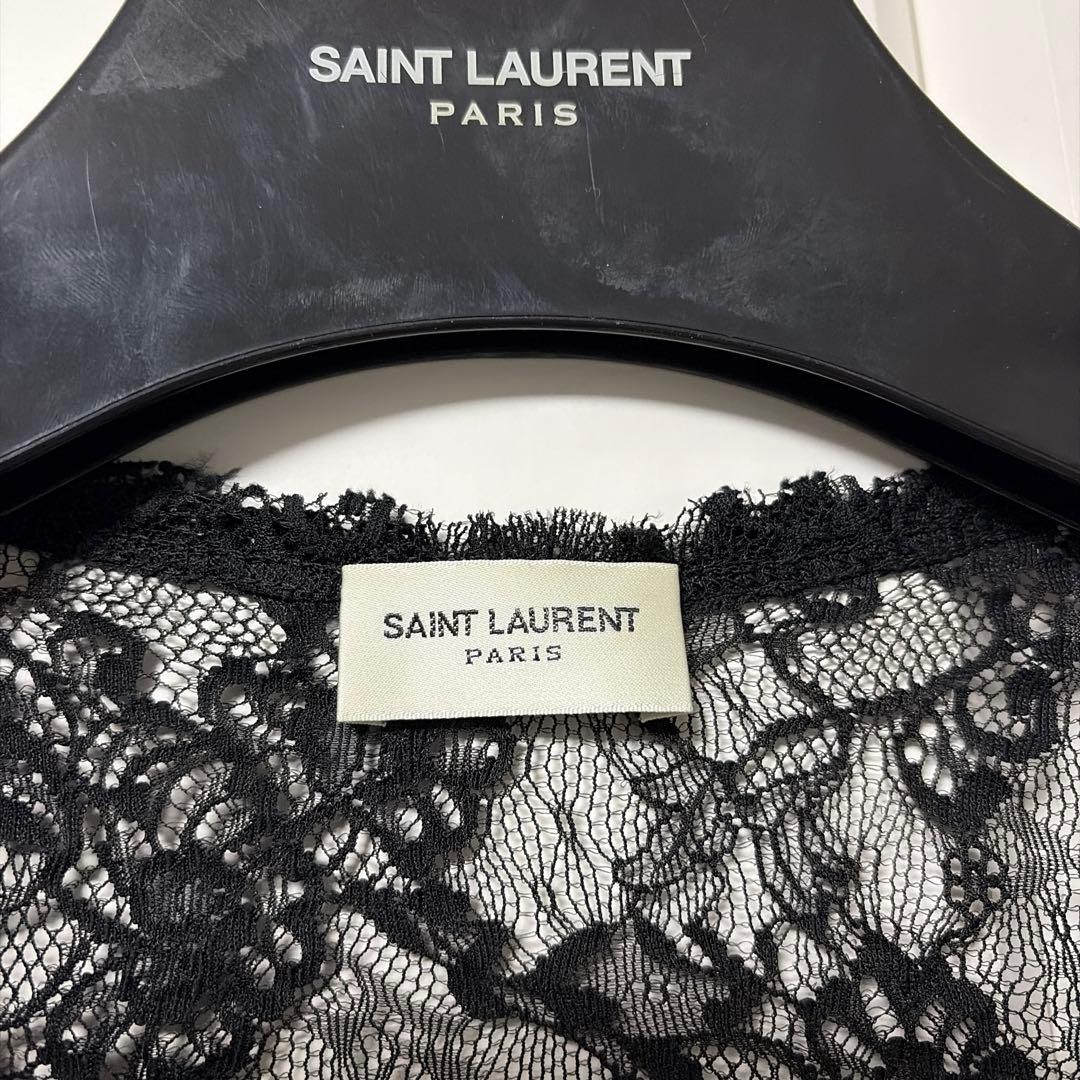 サンローランパリ レースレイヤードシースルーカットソー L