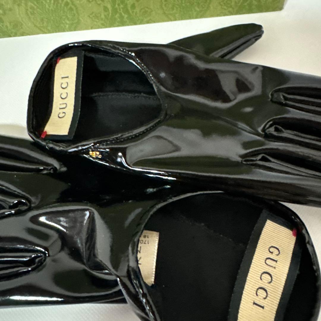 GUCCI レディース 黒 パテントドライビング手袋　新品未使用品