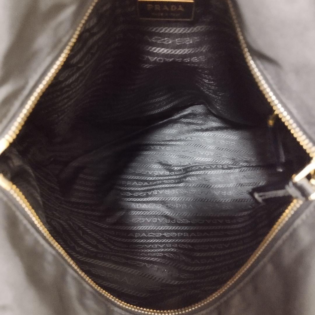 美品☆　プラダ　トートバッグ　ビジュー　レザープレート　肩掛け　ナイロン
