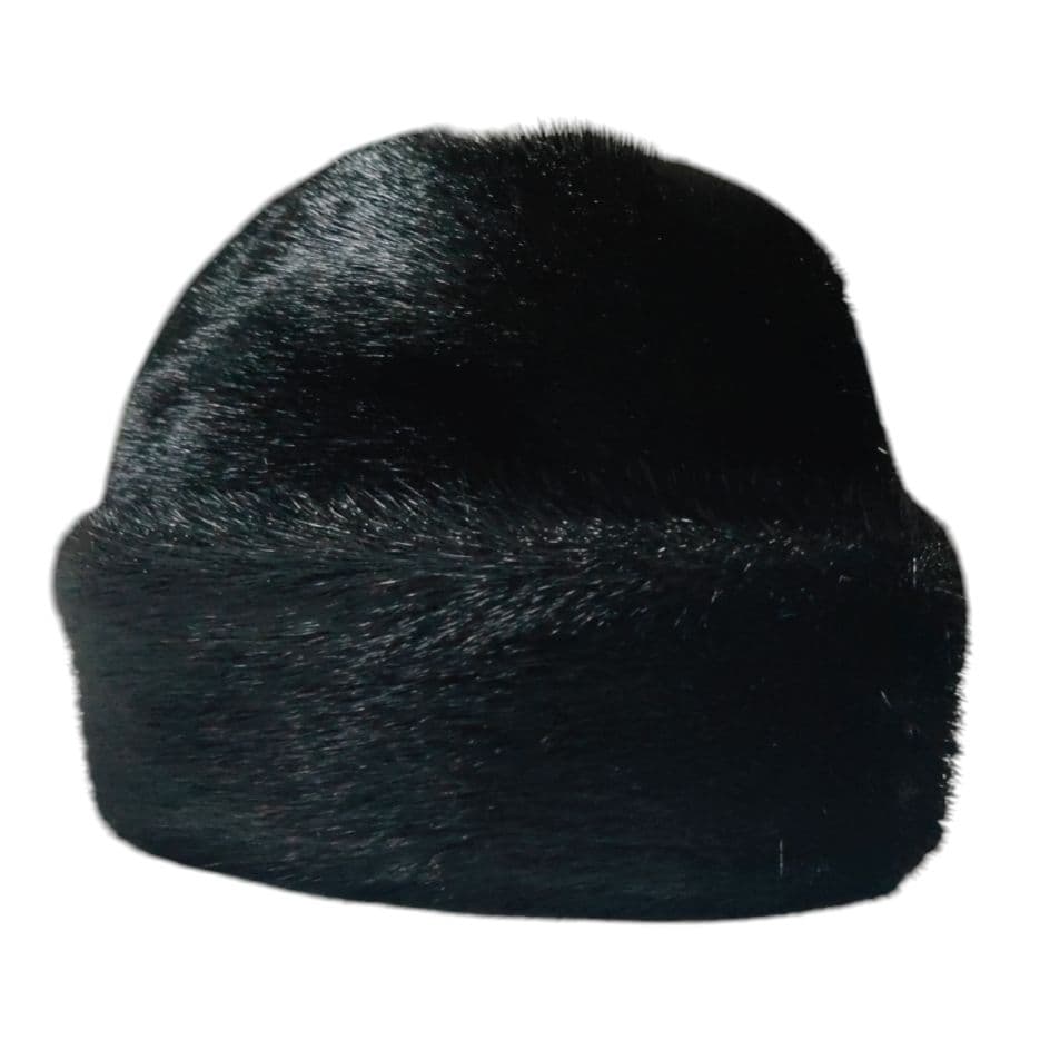 Wigens Seal本革 アザラシ毛皮 帽子 キャップ メンズ レディース 黒