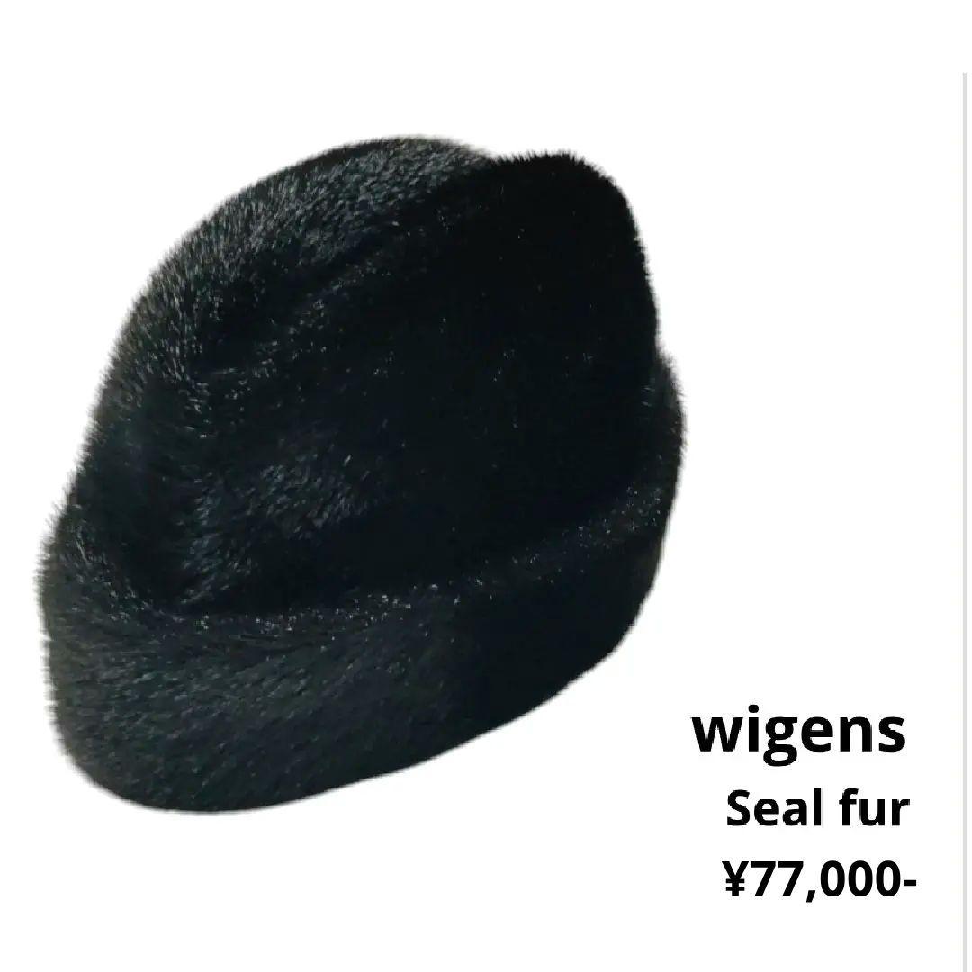 Wigens Seal本革 アザラシ毛皮 帽子 キャップ メンズ レディース 黒