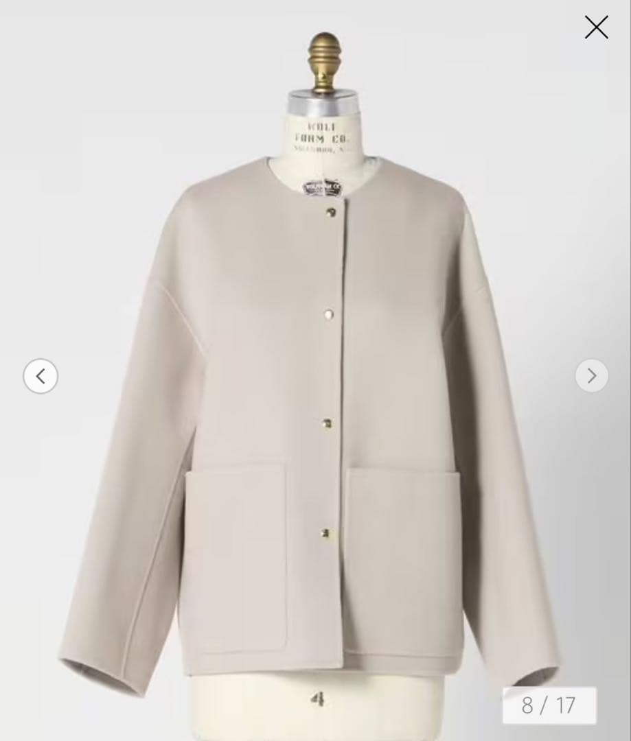 ドゥロワー今期ノーカラージャケット グレー